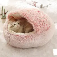 2 In 1 Dog And Cat Bed Pet Winter Bed Round Plush Warm Bed House Soft Long Plush Pets Bed Pet Products -VivaBlues