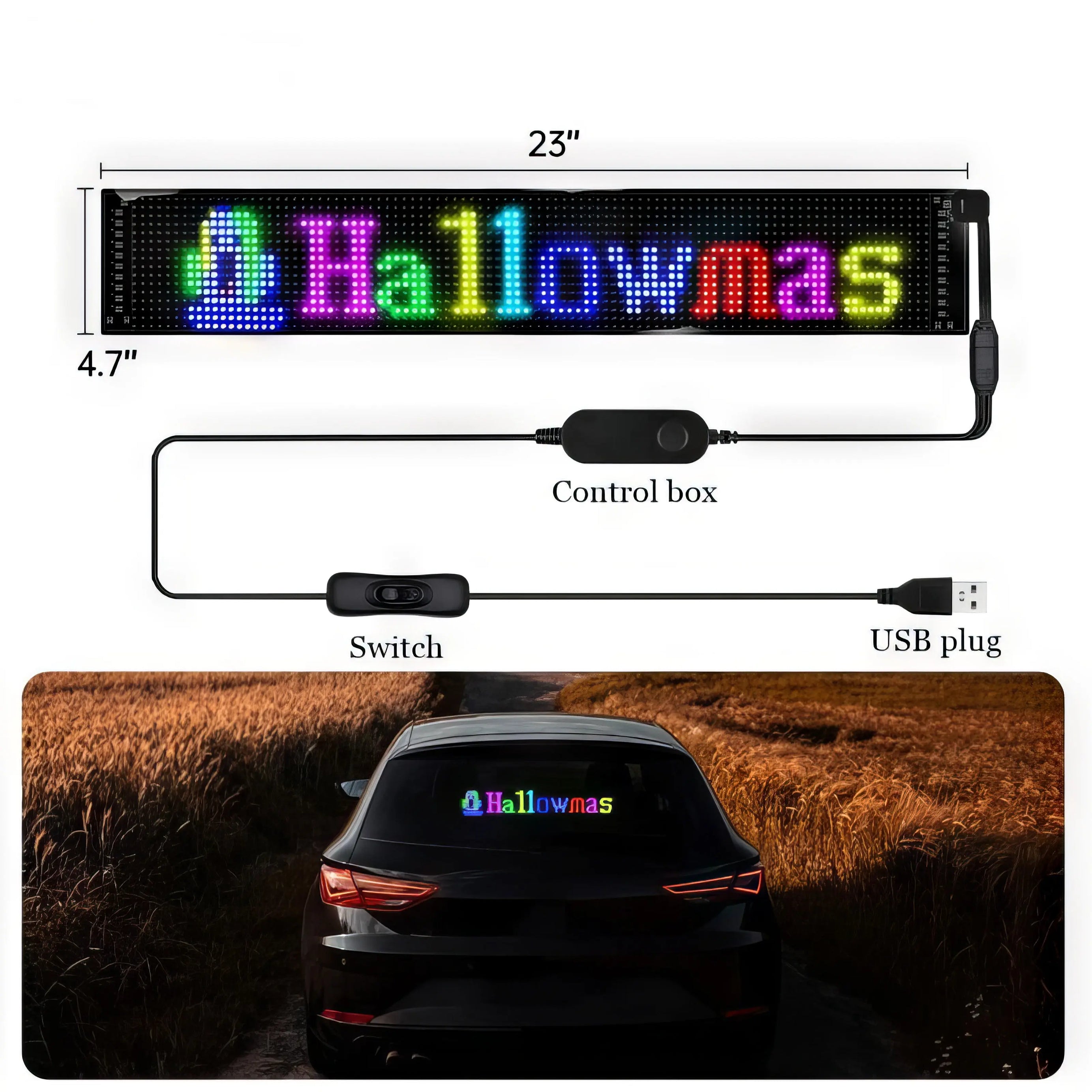 LED Customizable Fun Ride Bluetooth Car Sign -VivaBlues