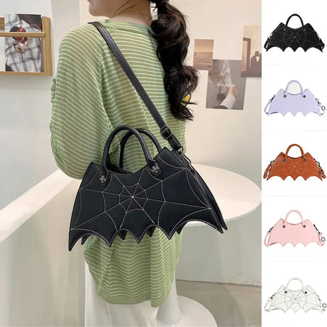 Halloween Spider Web Shape Shoulder Bags Personality Batgirl Tide Pu Handbags Fashoin Messenger Crossbody Bag -VivaBlues