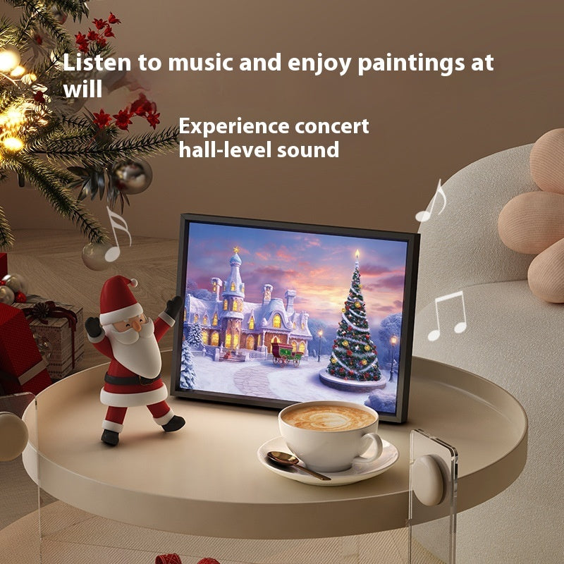 Festive Mini Bluetooth Speaker with Christmas Tree Painting – Perfect Holiday Gift!