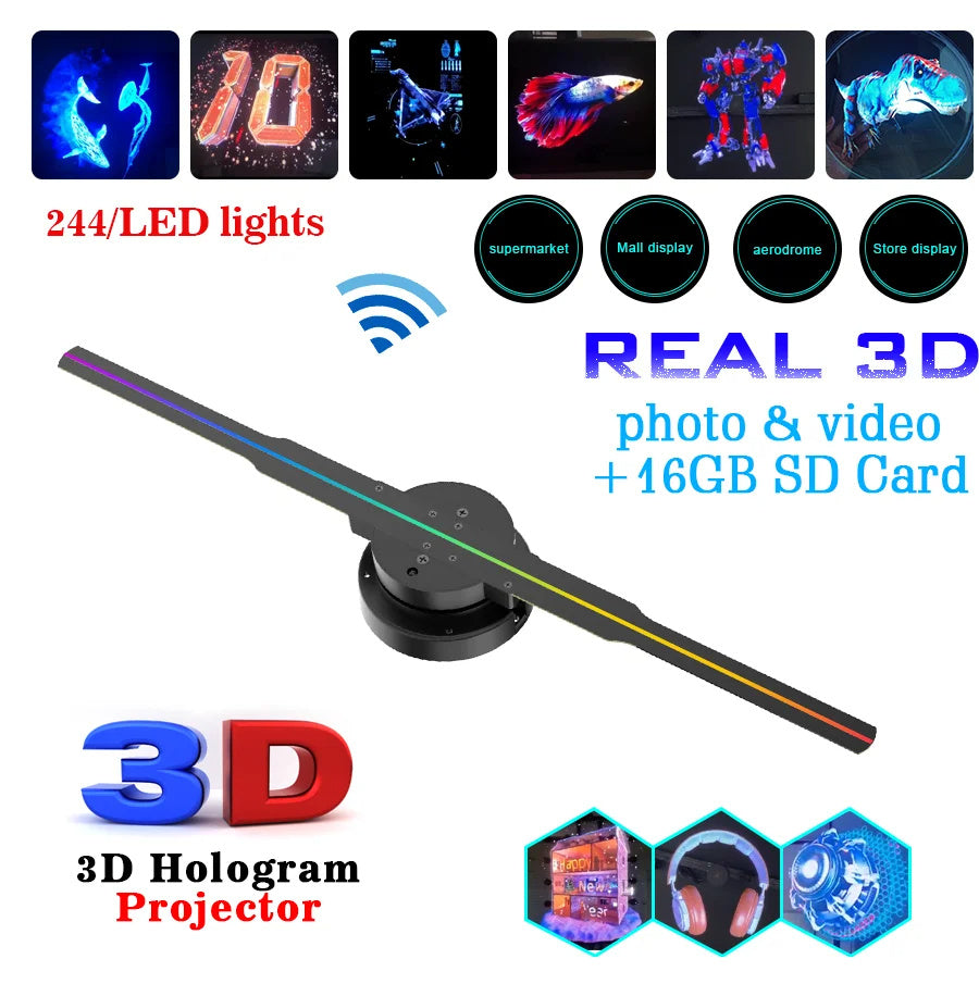 3D Holographic LED Fan Projector | DIY Video & Image Display for Holiday Decorations & Signage