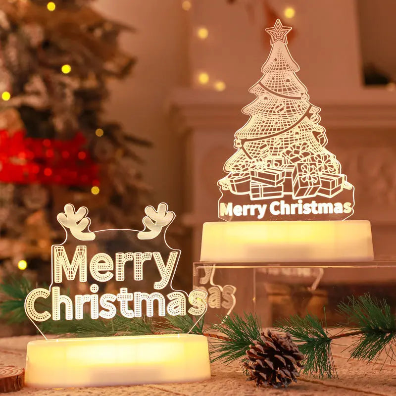 Christmas Decoration 3D Lamp Acrylic LED Night Lights New Year Valentines Day Christmas Kids Gift Christmas Ornaments -VivaBlues