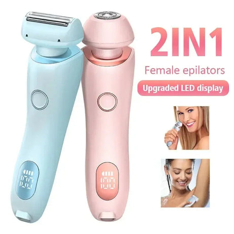 2 In 1 Hair Removal Epilator USB Rechargeable Trimmer Women Body Razor Face Leg Armpit Bikini Hand Pubic Shaver Hair Remover -VivaBlues