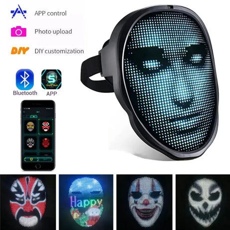 Halloween Face Masks Full Color LED Luminous Mask Face Changing Mask Party Bar Props -VivaBlues