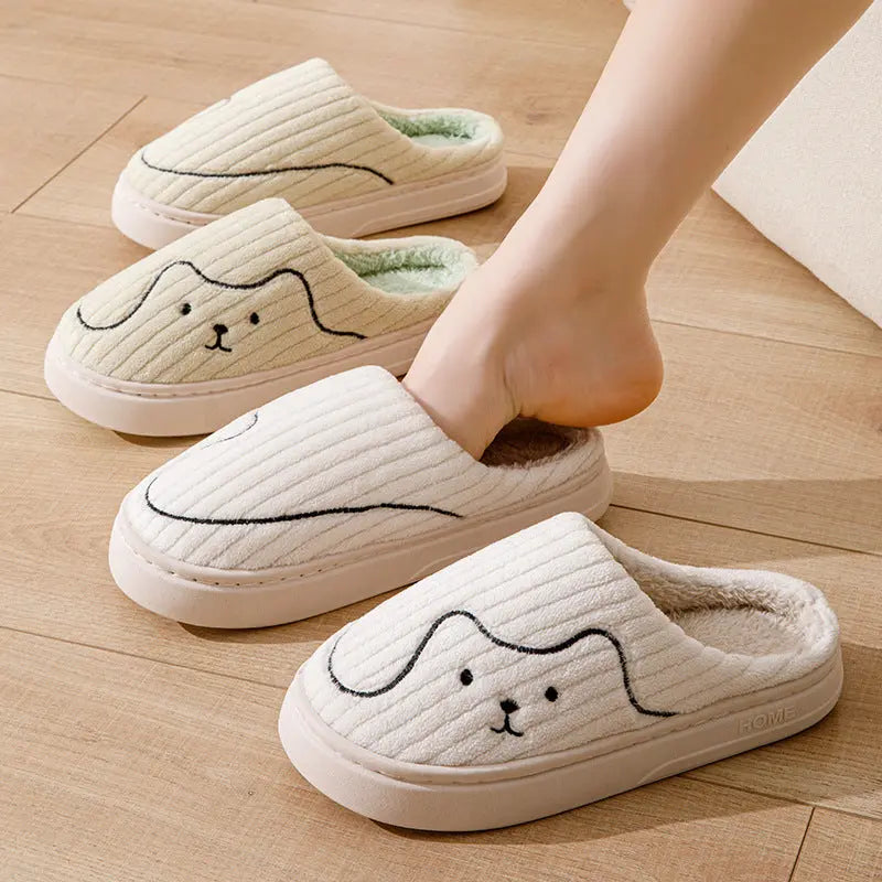 Striped Cat Slippers Indoor Couple Non-slip Floor Bedroom Slipper Winter Warm Plush House Shoes Women Men -VivaBlues