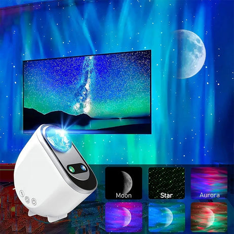 Aurora Galaxy Star Projector LED Night Light | Sky & Moon Atmosphere Lamp for Bedroom Decor & Gifts