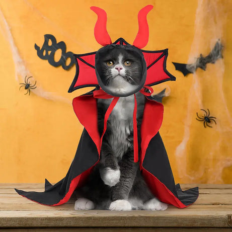 Halloween Pet Vampire Cloak Hat Holiday Suit -VivaBlues